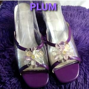 Purple clear slip on sandals